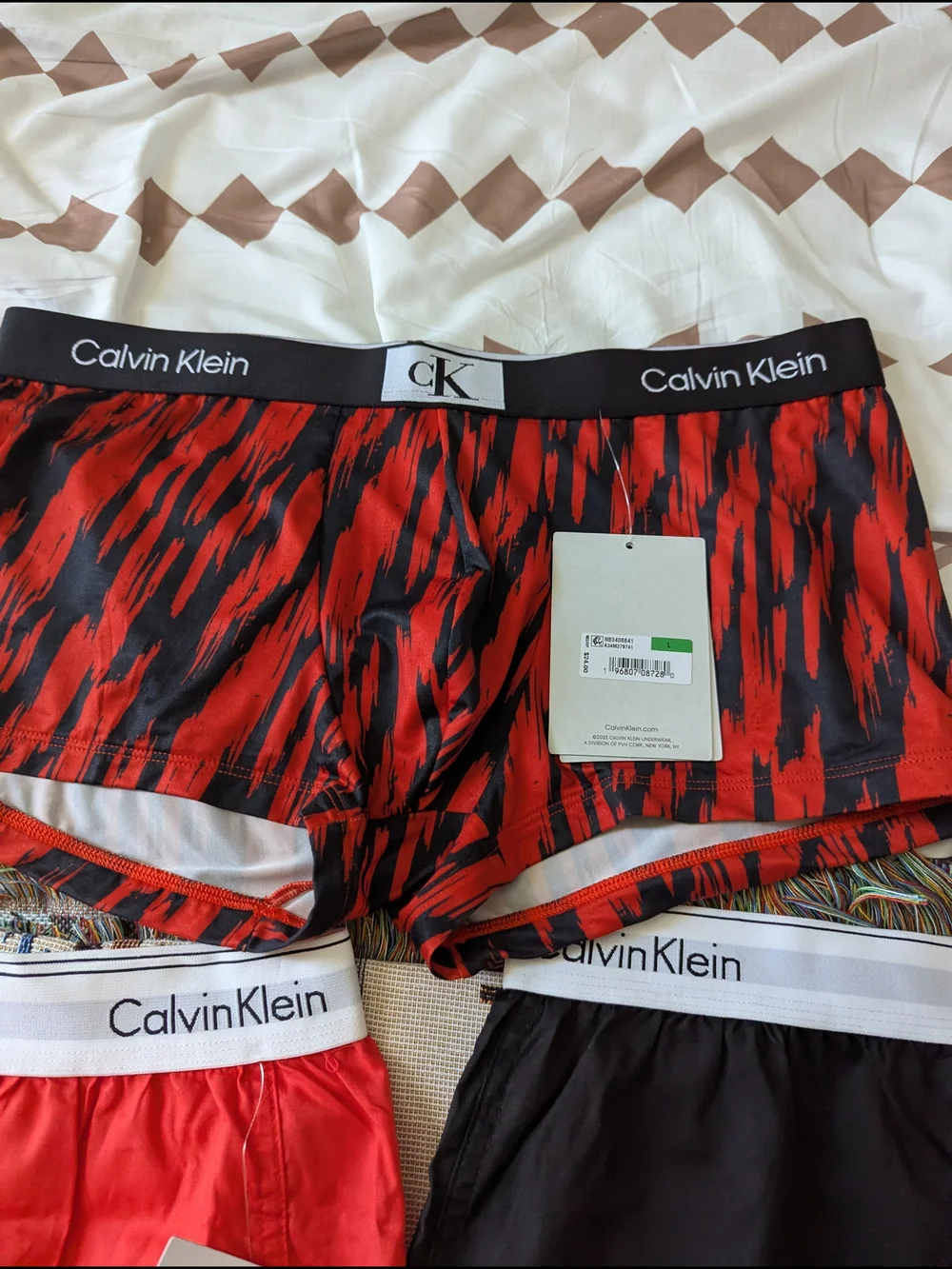 Calvin Klein Men’s Boxer Briefs Trio — Red, Black & Red/Black Pattern